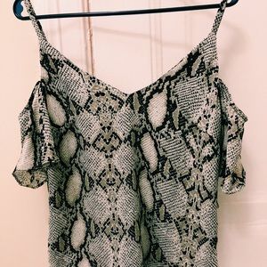 NEVER WORN Snakeskin Open Shoulder top